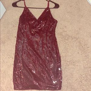 Maroon sequin mini dress